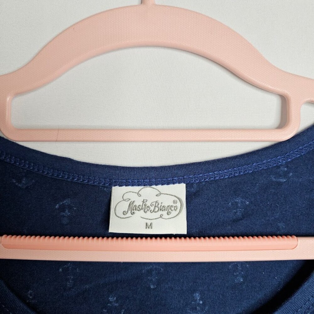 MASTRO BIANCO Dress size M NAVY BLUE WHITE ANCHORS Coastal Beachy Cruise Wear - Picture 3 of 5